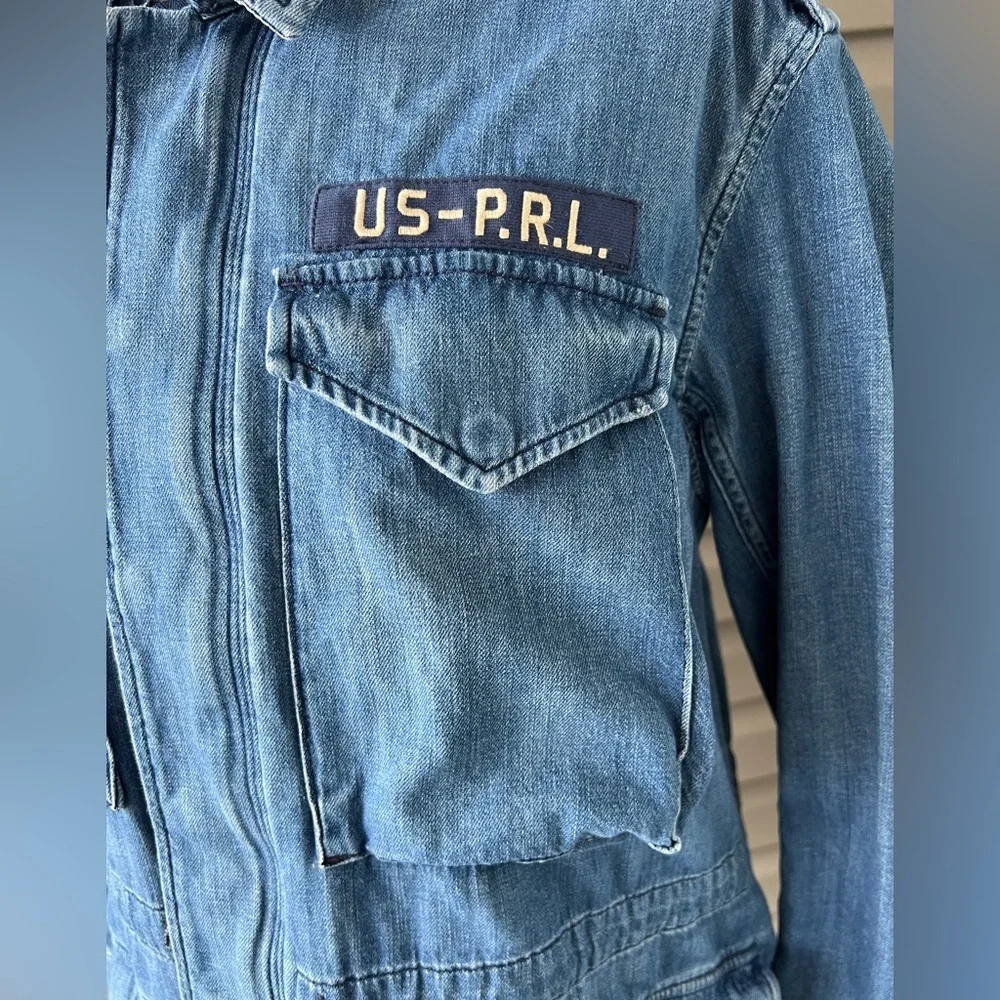 Polo Ralph Lauren - Oversized Women’s  Denim Jacket Blue Military Style Sz S - Picture 8 of 17